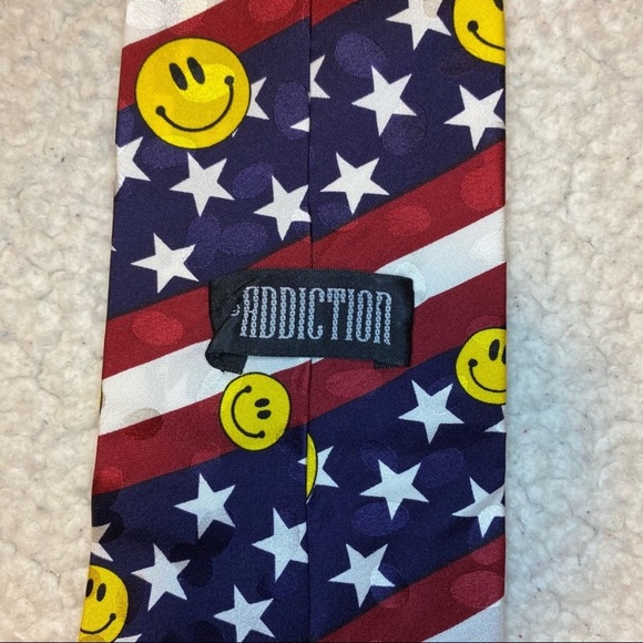 Vintage 90s Smiley Face Silk Tie - Picture 3 of 4